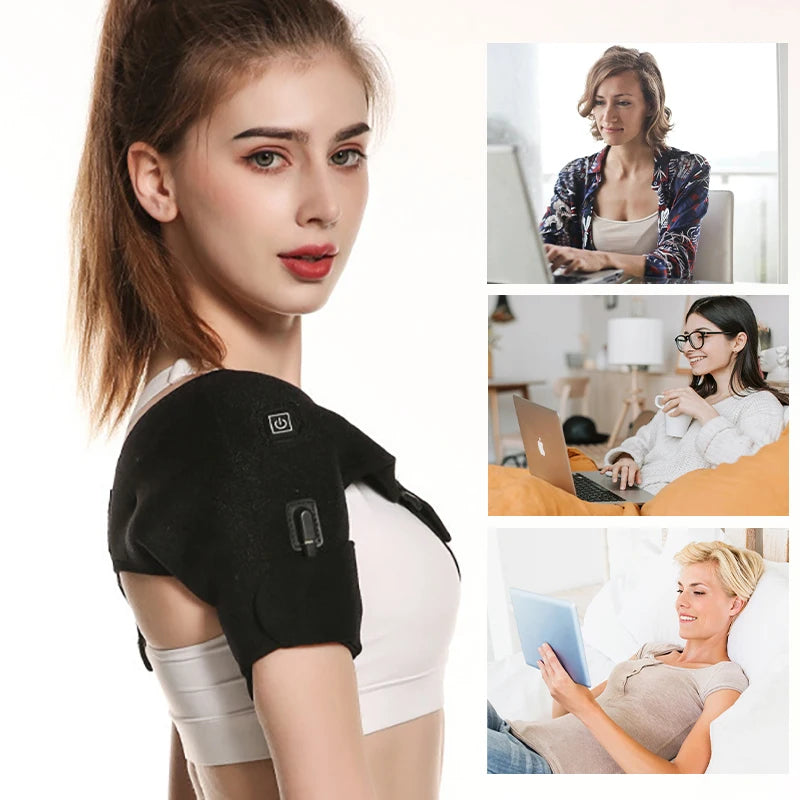 Electric Heating Heated Shoulder Brace Wrap Shoulder Massage Support Belt Strap for Arm Shoulder Fitness Brace Keep Warm