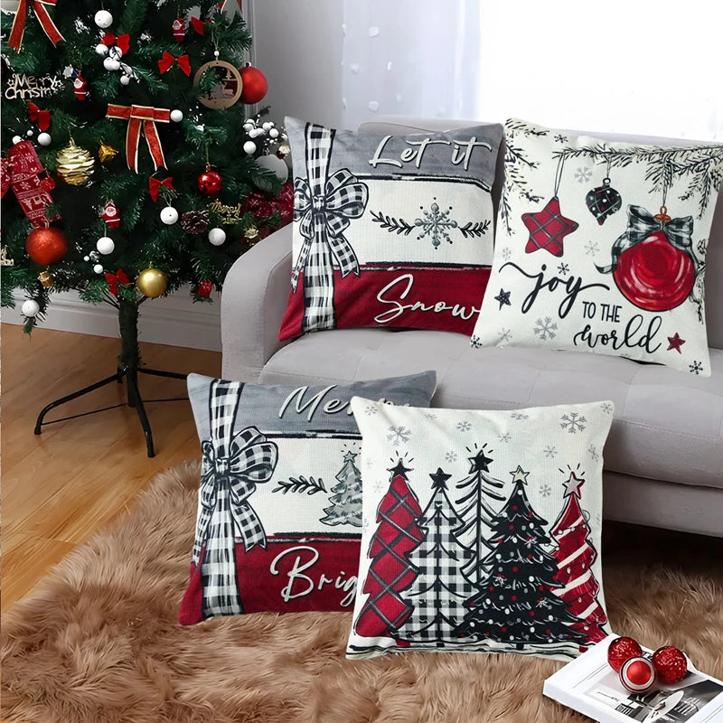 4pcs Christmas Cushion Cover Pillowcase Merry Christmas Decoration Linen Pillow Cases Home 2025 Xmas Gifts Pillow Covers 2026