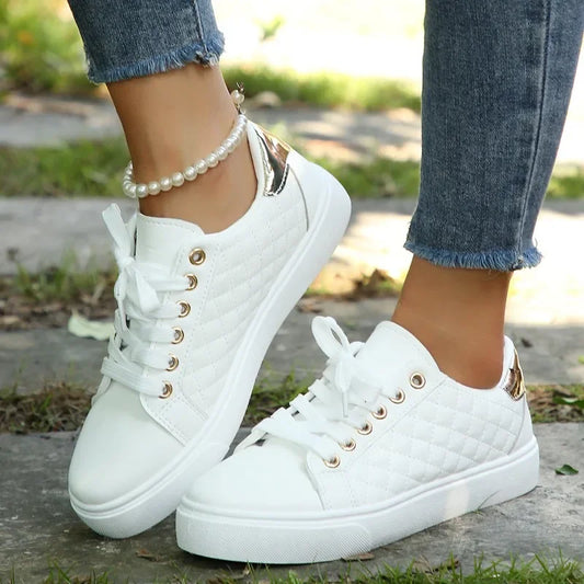 Zhejiang JD-H53 Komfort Sneakers - Weiß PU Flach 36-41