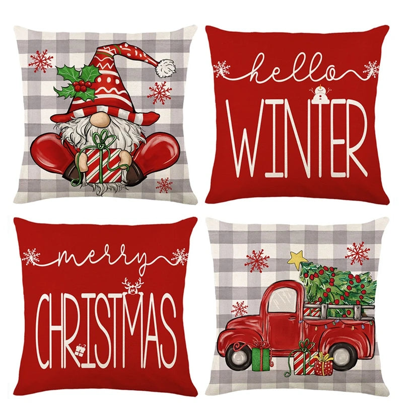 4pcs Christmas Cushion Cover Pillowcase Merry Christmas Decoration Linen Pillow Cases Home 2025 Xmas Gifts Pillow Covers 2026