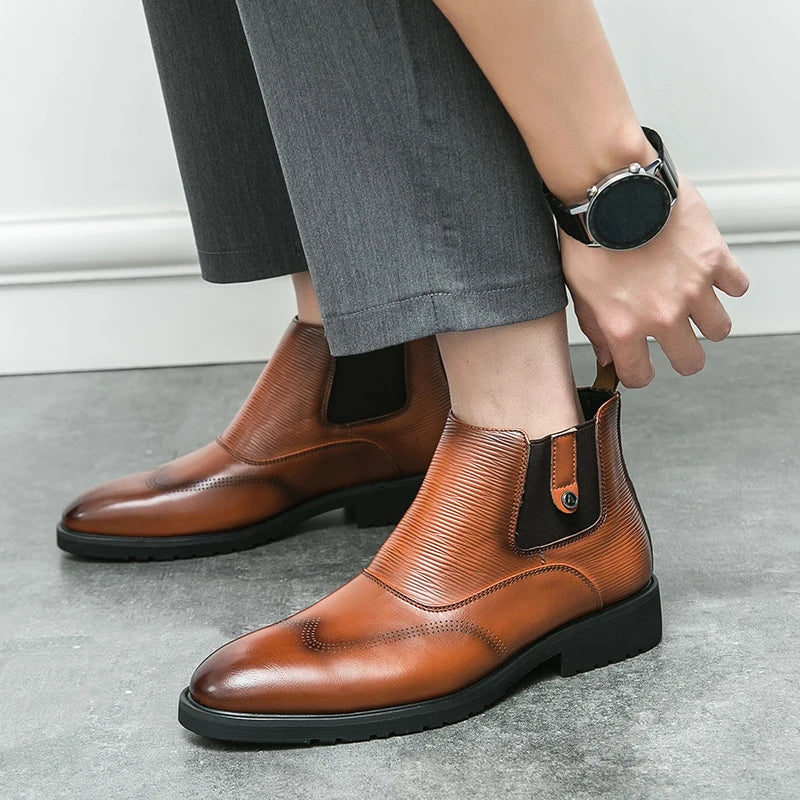 Golden Sapling Chelsea Boots Slip On - Knöchelhoch, EU Größe 42, Flacher Absatz Bequem