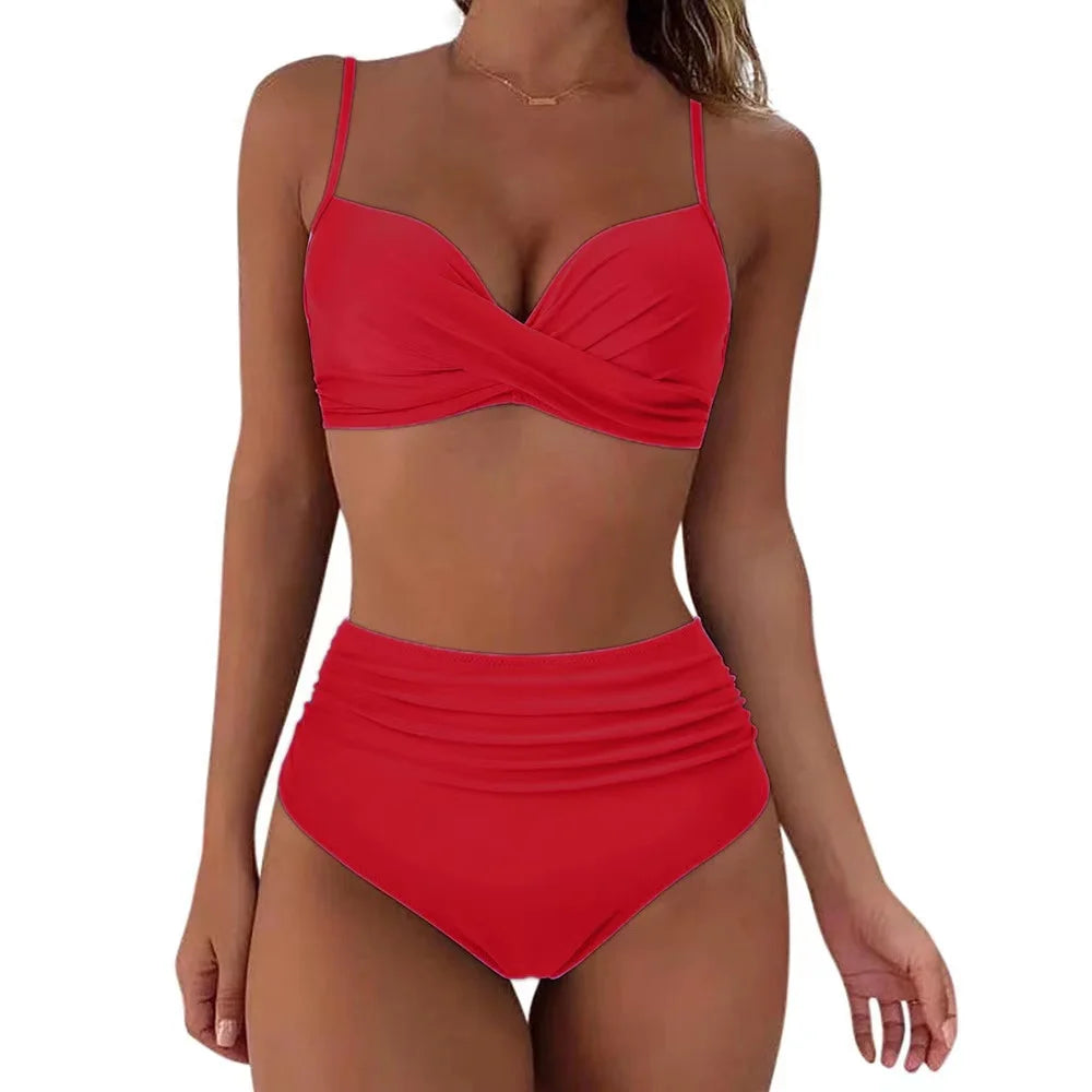 Vintage High Waist Bikinis: Push Up Schwimmbekleidung Bedruckt - Frauen Schwimmanzug Damen Strandmode Sommer Bademode Retro-Charme