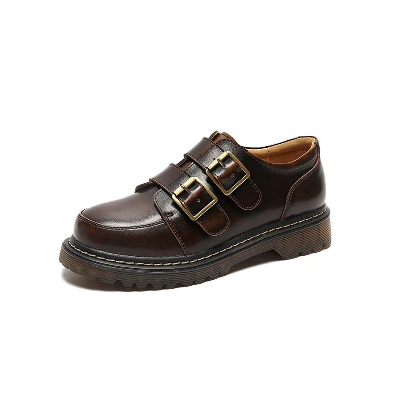 Frauen Flache Casual Loafers Schuhe 2025 - Damen Flach Fashion Vintage Britisch Leder - Oxford Loafers Fashion Designer Leder Slip On Schuhe