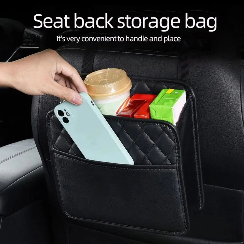 Leather Car Backseat Storage Bag Multifunctional Adjustable Backseat Large Capacity Pocket Protector Seat Back