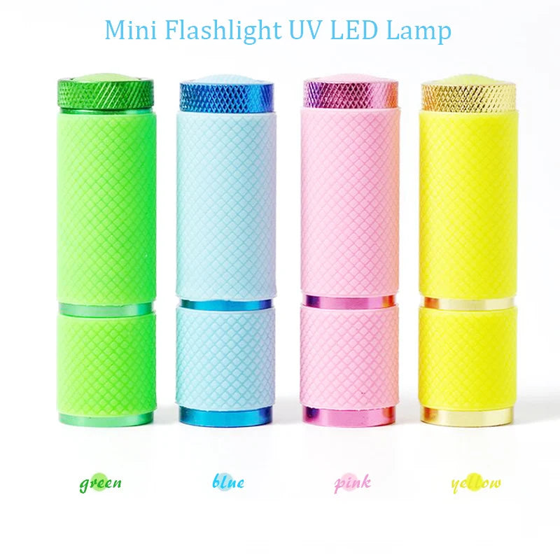 Portable Nail Cure LED Light Lamp 4-Colors Flashlight Gel Curing Lamp UV Currency Detector Lamp Nail Dryer Manicure lamp #LD012#