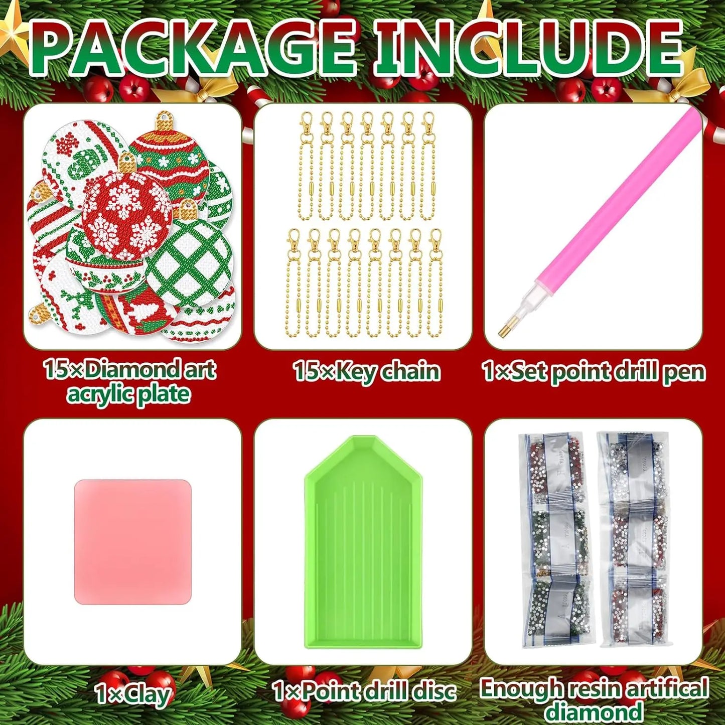 Canvas Diamant Malerei Beidseitig - Inhalt 15 Anhänger, Ø25mm