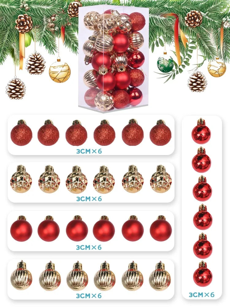 Choice Weihnachtskugeln Set 5 Stil 3 Cm - 30 Stück Glänzend Matt
