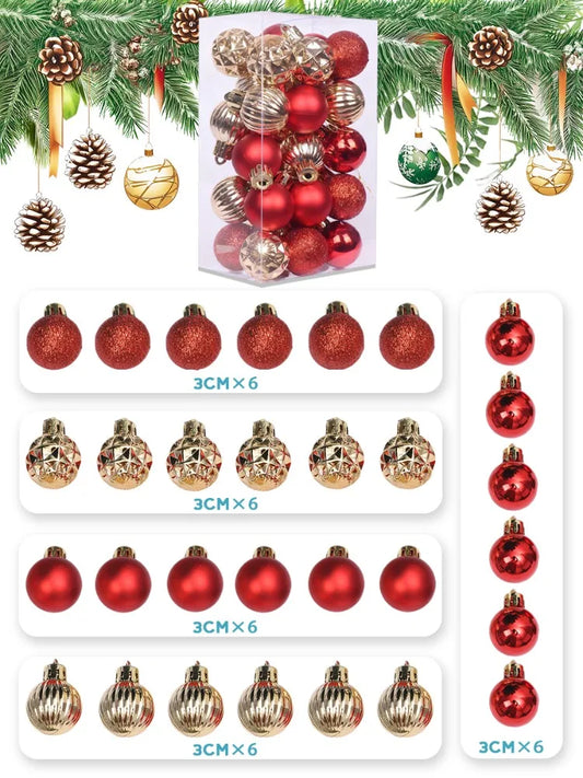 Choice Weihnachtskugeln Set 5 Stil 3 Cm - 30 Stück Glänzend Matt