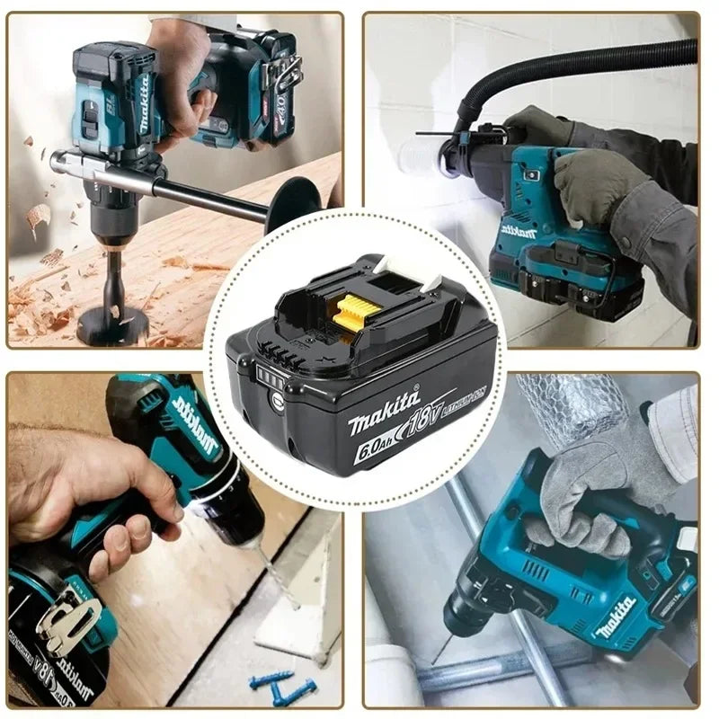 Makita 100% Original Rechargeable Power Tool Battery 6.0Ah 18V BL1830 BL1850 BL1840 BL1860 BL1815，Replaceable LED Lithium-ion