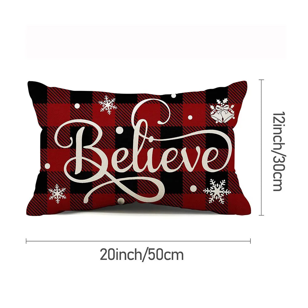 Merry Christmas Decorative Pillow Cover 30x50cm Linen Throw Pillowcase Christmas Cushion Cover Pillowslip For Sofa Home Decor