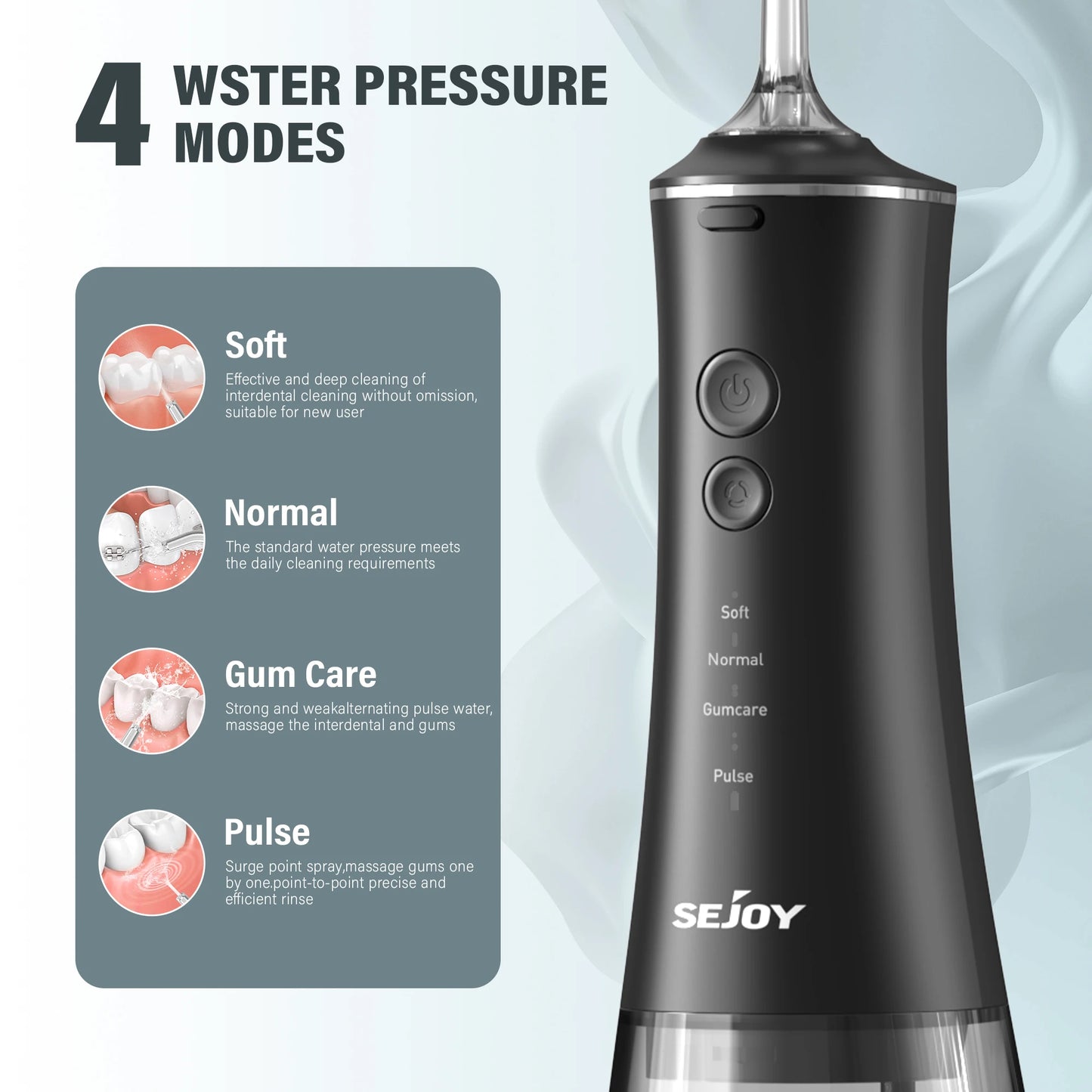 Munddusche 2025: Sejoy Dental Munddusche Wasserflosser - Zahnreiniger mit 4 Düsen und 4 Modi für professionelle Zahnpflege