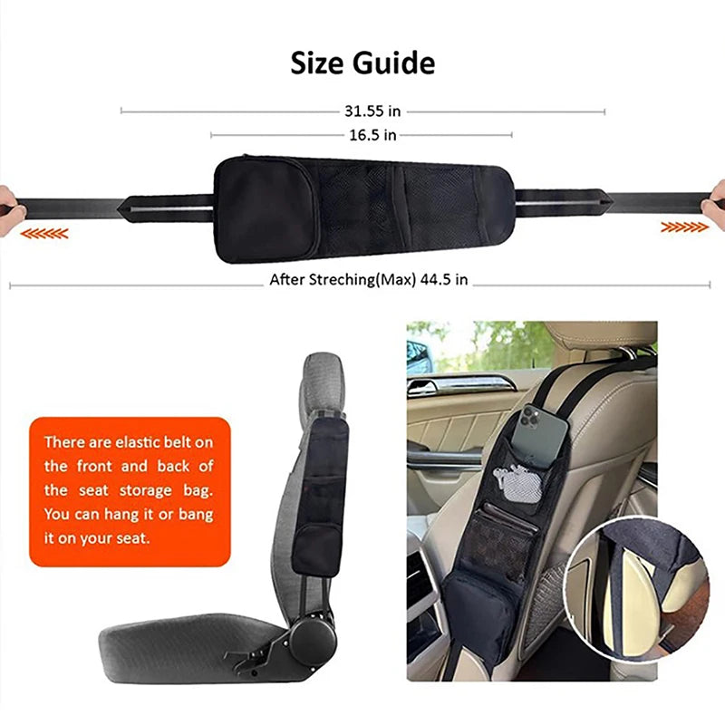 Multi-Pocket Car Seat Organizer Multifunctional Car Seat Back Side Hanging Bag Mesh Pocket Storage Bag Auto Interior Accessorie