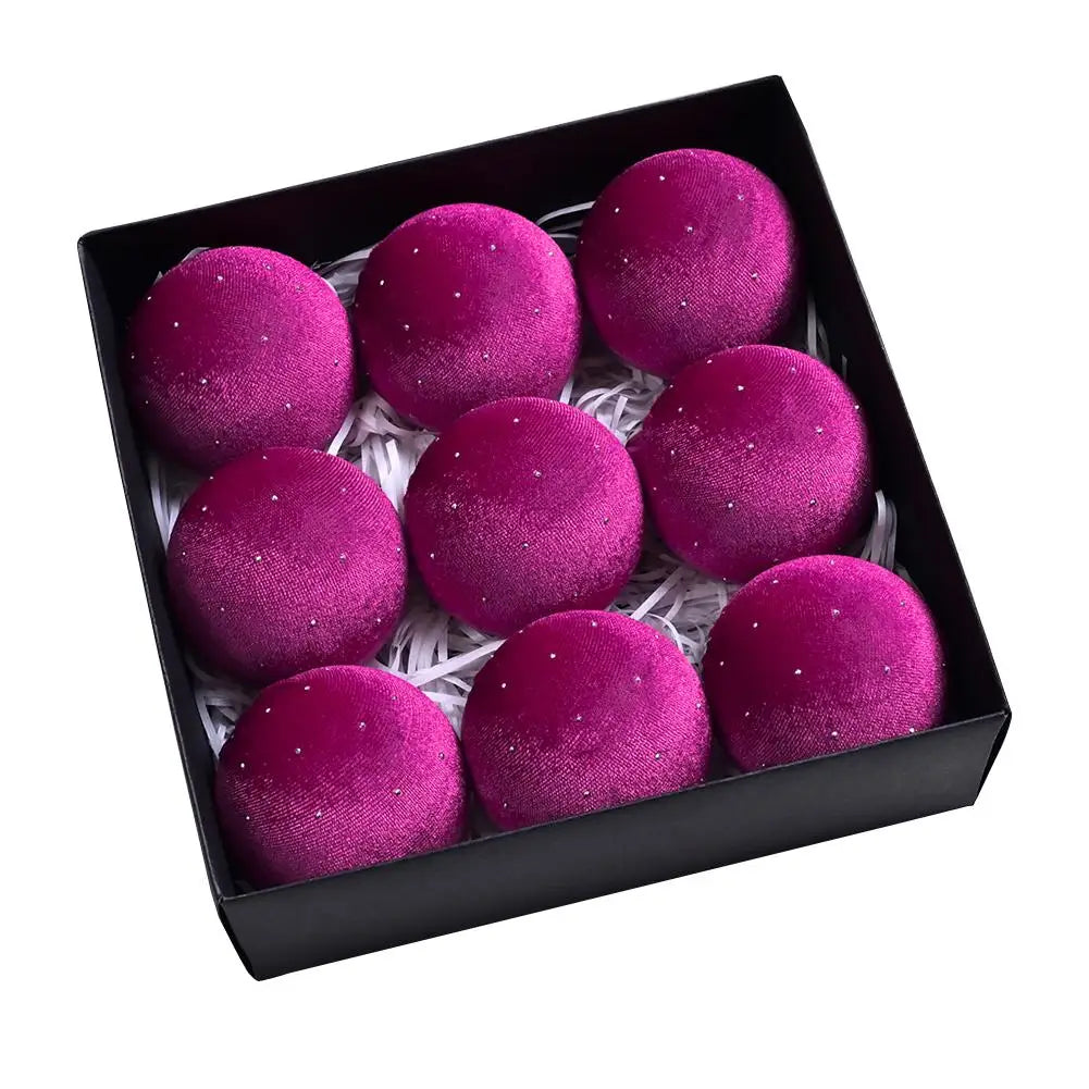 9Pcs Velvet Balls Flocked Grün - Durchmesser 80 mm, 9 Stück, Bruchsicher