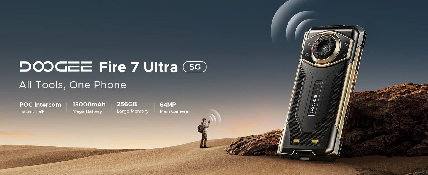 DOOGEE Fire 7 Ultra 5G Robustes Smartphone - 13000 mAh, 33 W, 6,6 Zoll