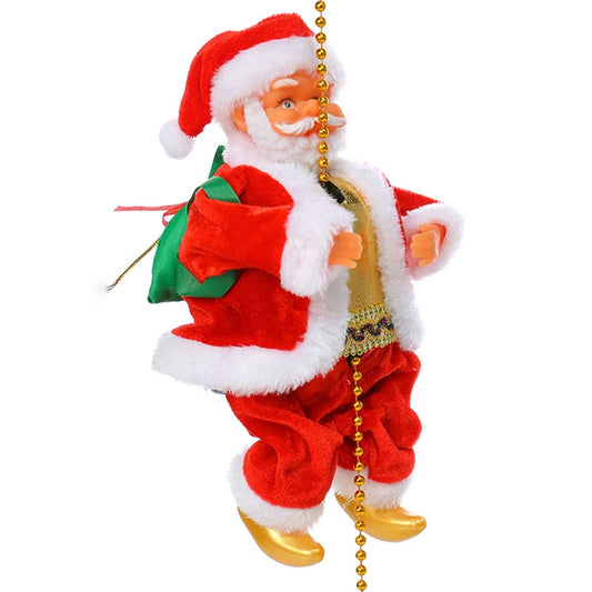 AT64 Elektrischer Kletter-Santa - Größe ca. 25 cm, Beleuchtung, Musik