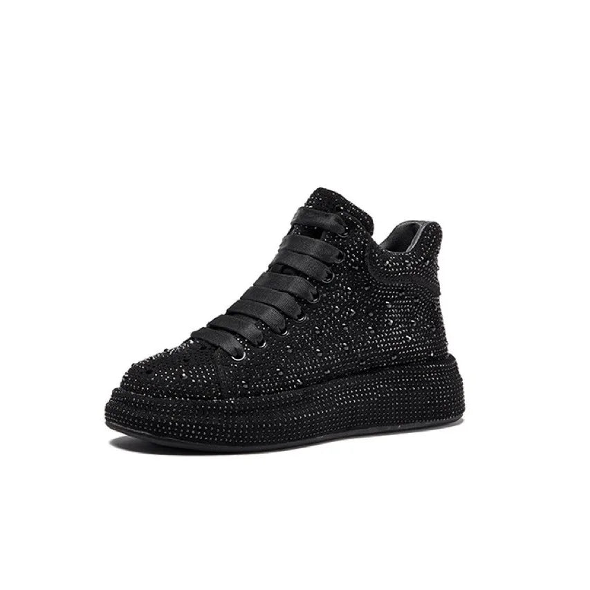 Fashion Sneakers Women Trend 2022 New Spring Autumn Platform Lace Up Rhinestone Women Casual Shoes Fashion Shiny Ladies Shoes