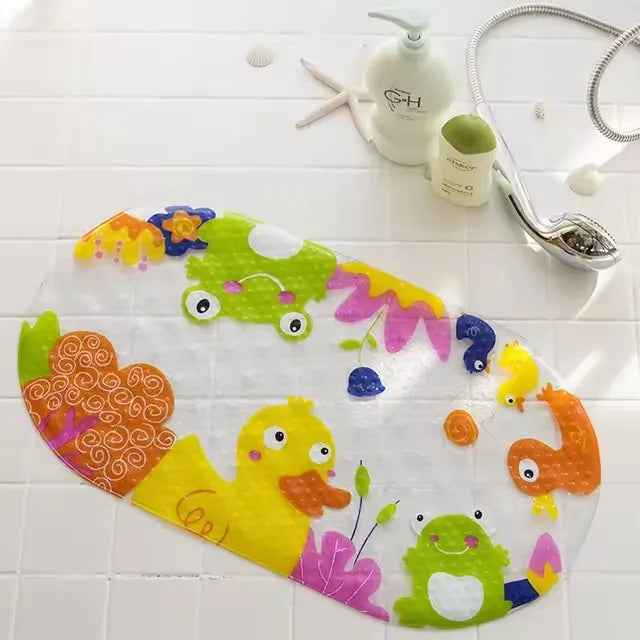 Cute Cartoon Anti-Slip PVC Bath Mats With Sucker 38cm*69cm Bathroom Multi-Color Carpet Bathtub Non-Slip Shower Soft Massage Pad