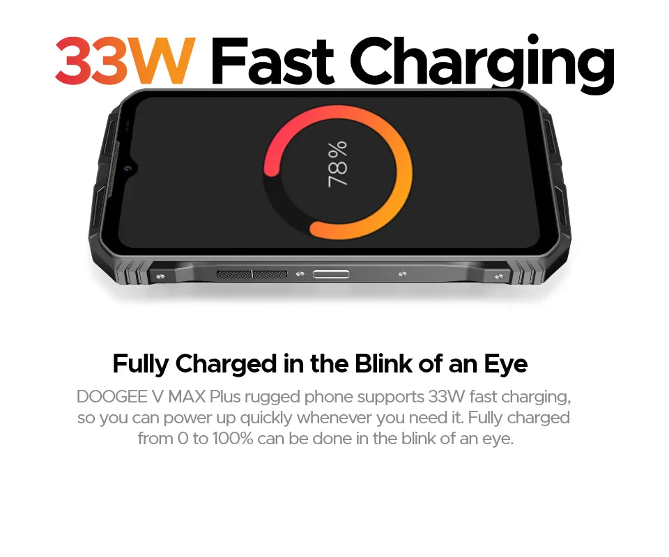 DOOGEE V Max Plus Robustes 5G Telefon - 22000 mAh Akku, 6,58Zoll, 33W