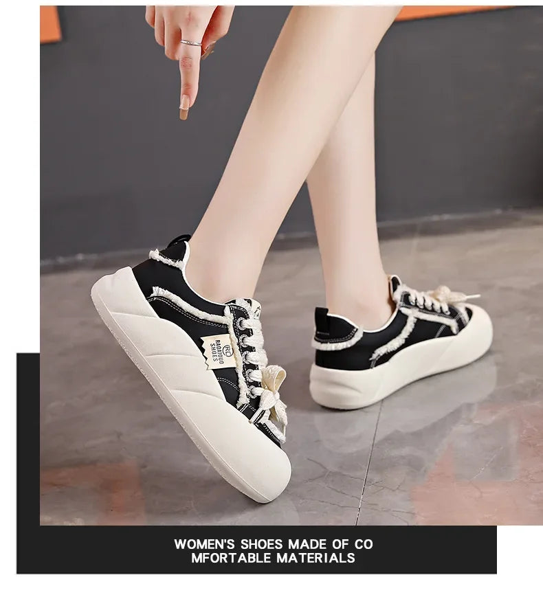 Women Flat New Wave Platform Sneakers Female Autumn New Round Toe Mixed Colors Women Casual Shoes Comfortable Breathable Loafers