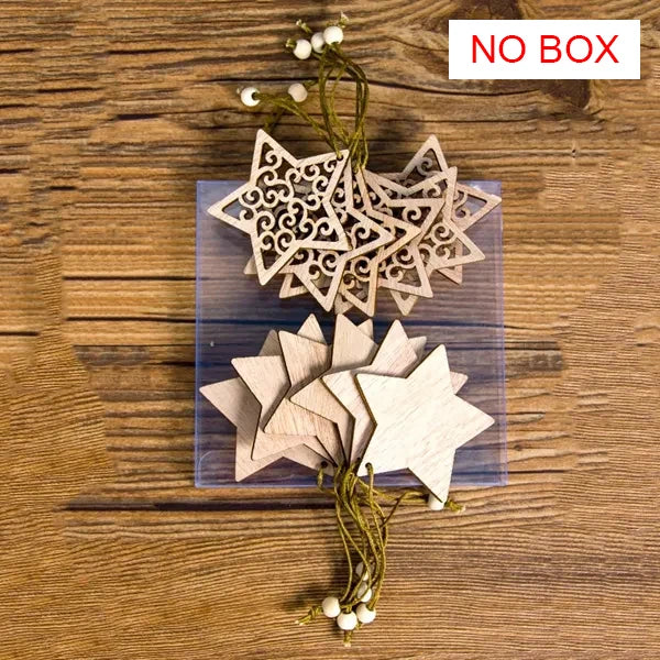 TissyChoice KH-035 Weihnachtsanhänger - 12 Stück Naturholz Ohne-Box