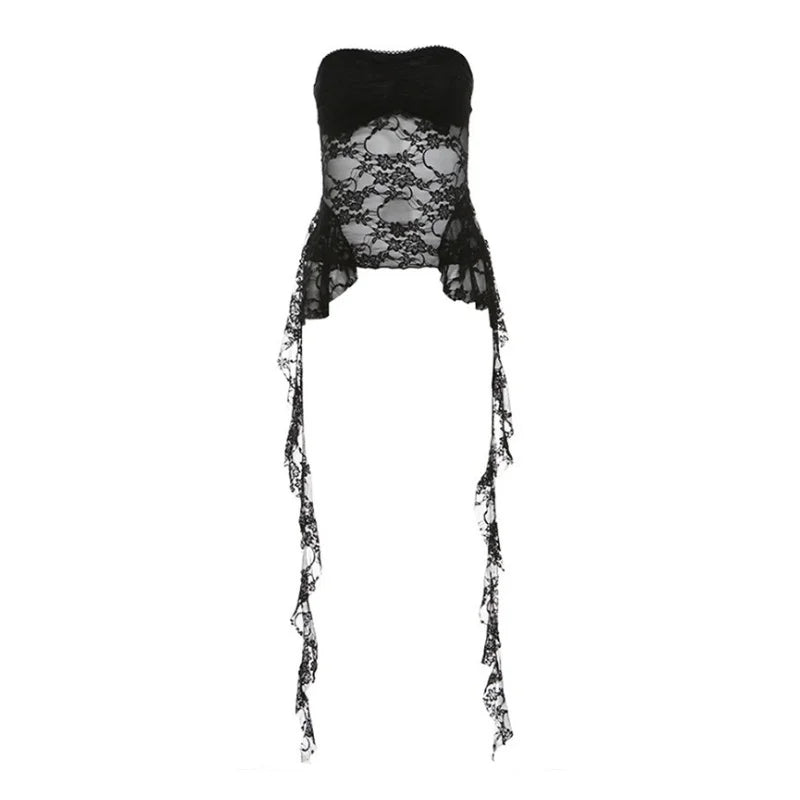 Korsett 2025: Vamos Todos Floral Lace Corset Underbust Strapless See Through - Lingerie Sleeveless Bustier Top Women Club Outfits Fringes Body Feminino Collection