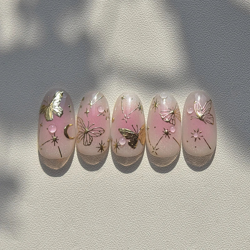 Golden Nail Art Stickers Butterfly Moon Star Series DIY High Quality Bronzing Nail Foil Manicure Decal Decoration Nail Stickers