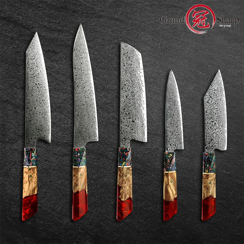Grandsharp 1-5 Pcs Kitchen Knife Sets 67 Layers Japanese Damascus Knife AUS-10 Steel Chef Utility Knives Sashimi Slicing Cutlery