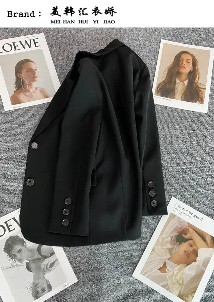 Elegant Office Lady Blazers for Women 2024 Fashion Long Sleeve Single Button Blazer Coats Female Top Suit Jackets Outerwears