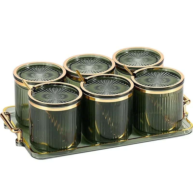 Choice Gewürzspender Acryl Transparent - 200ml Tablett 4er