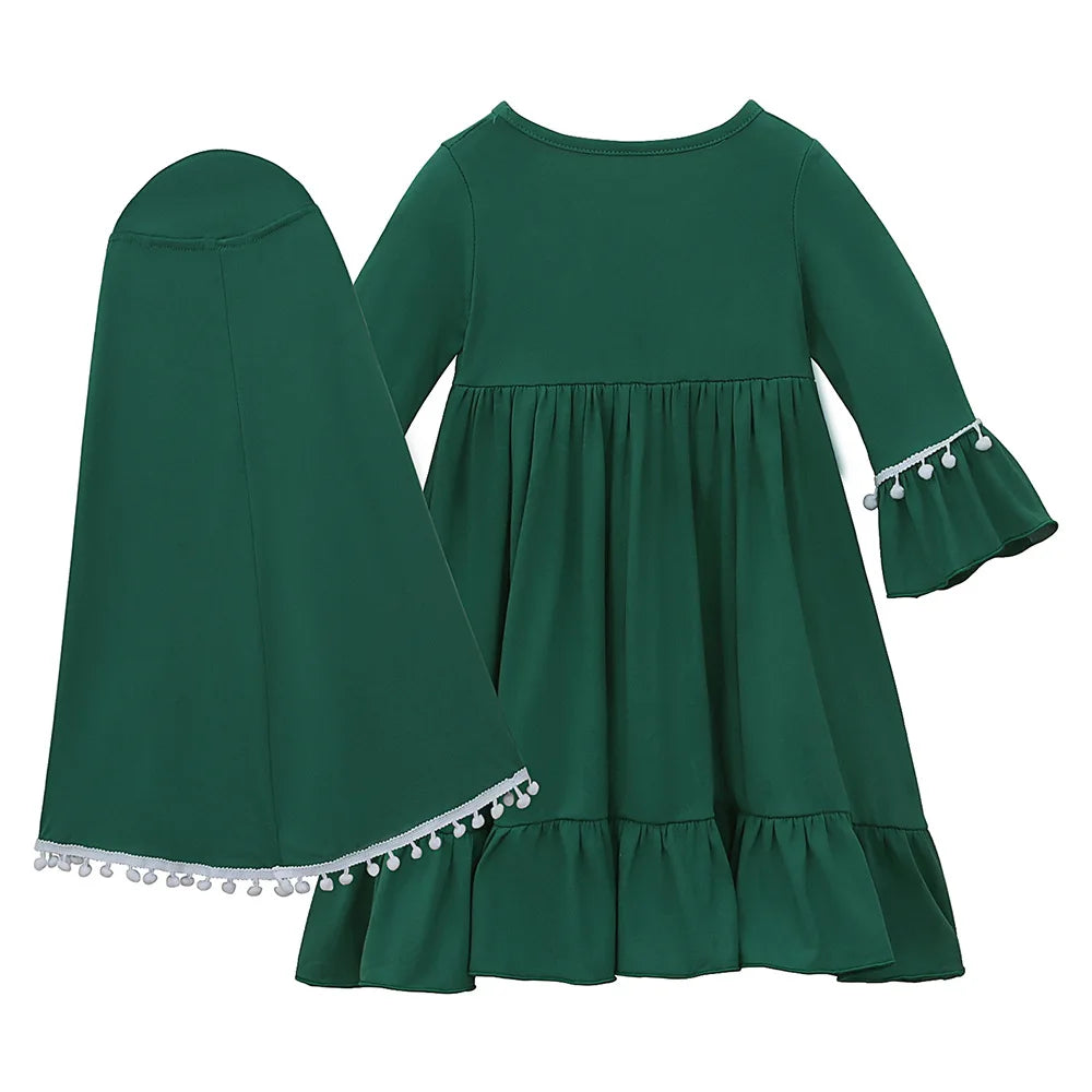 Henan EHF046 Mädchen Hijab Set Überkopf Schal - 2 Stk 110