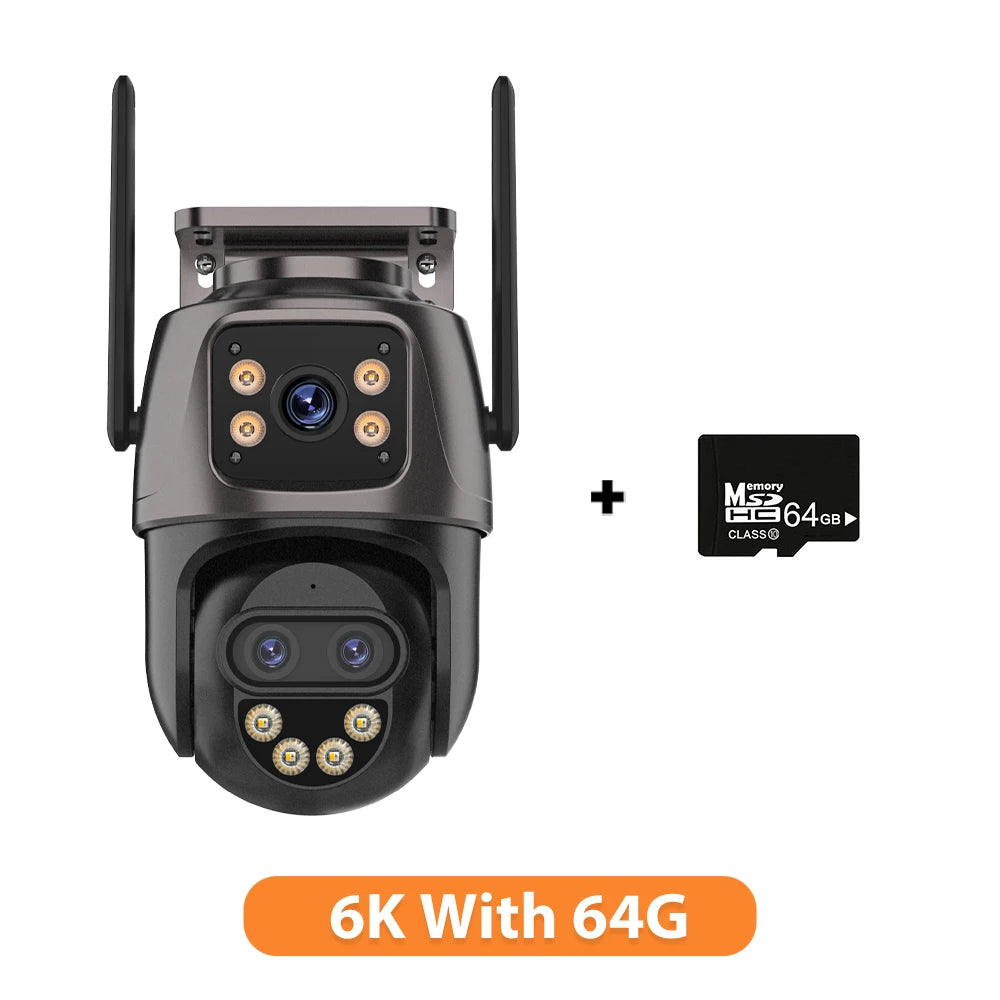 Dreilinsen-PTZ-IP-Kamera 6K HD Outdoor 8x Zoom WiFi Sicherheitskamera 4K 8MP Dual Screen Auto Tracking Wireless Video CCTV iCsee