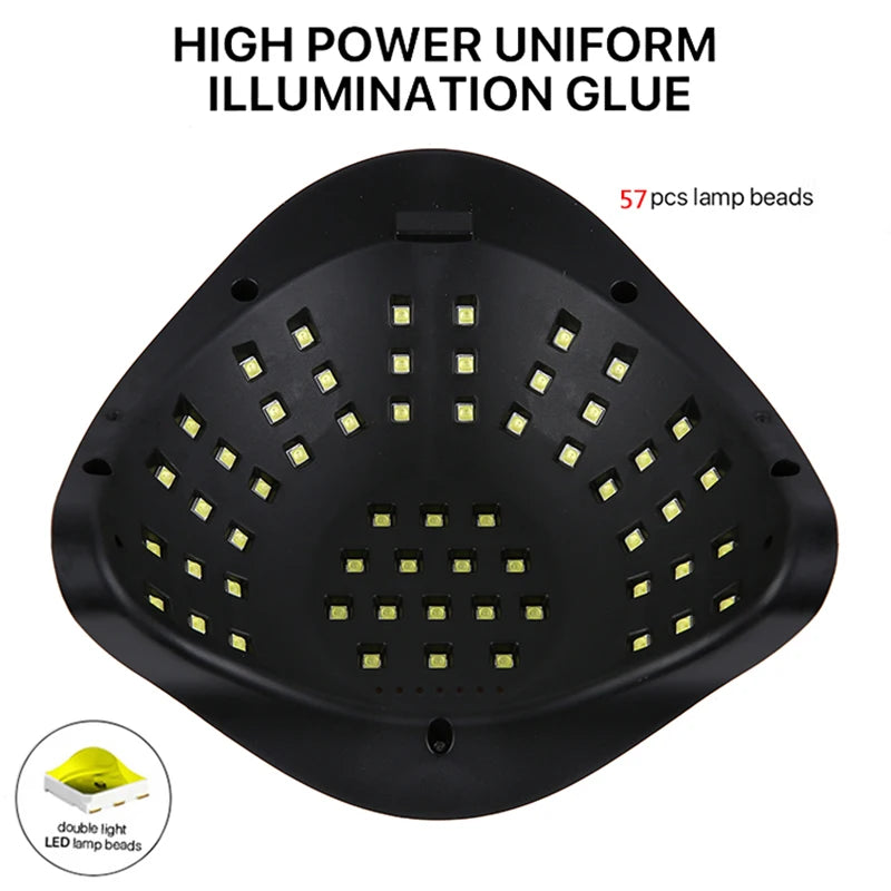 Professional UV LED Nail Lamp with 57 Lamp Beads for Gel Polish Fast Curing Dryer with 4 Timer Settings Nail Drying Light