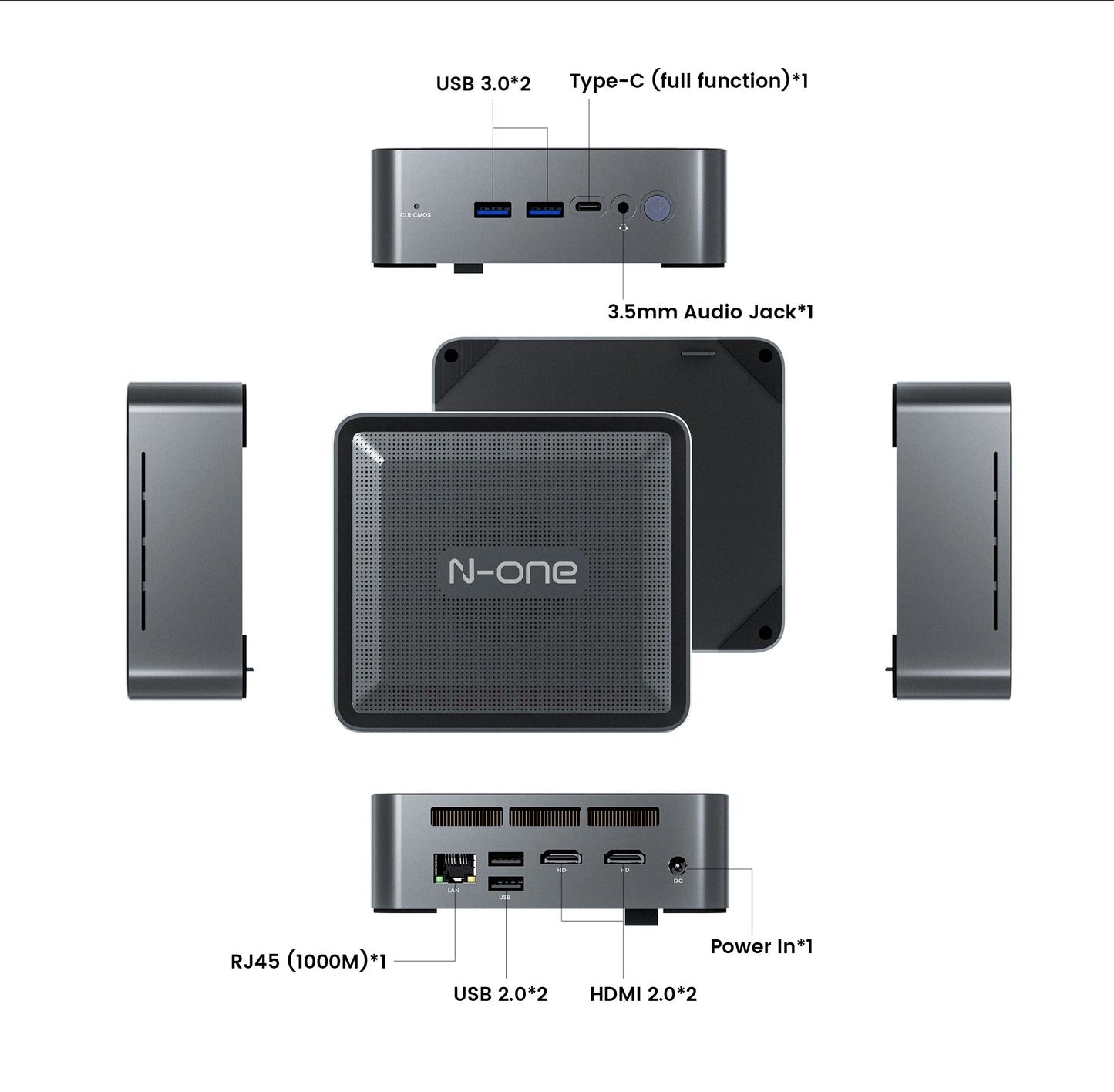 N-one AMD Ryzen 7 5800U Mini PC 16GB DDR4 512GB  SSD Micro Desktop Computer Dual-Band WiFi 6,Bluetooth 5.2 for Home/Office