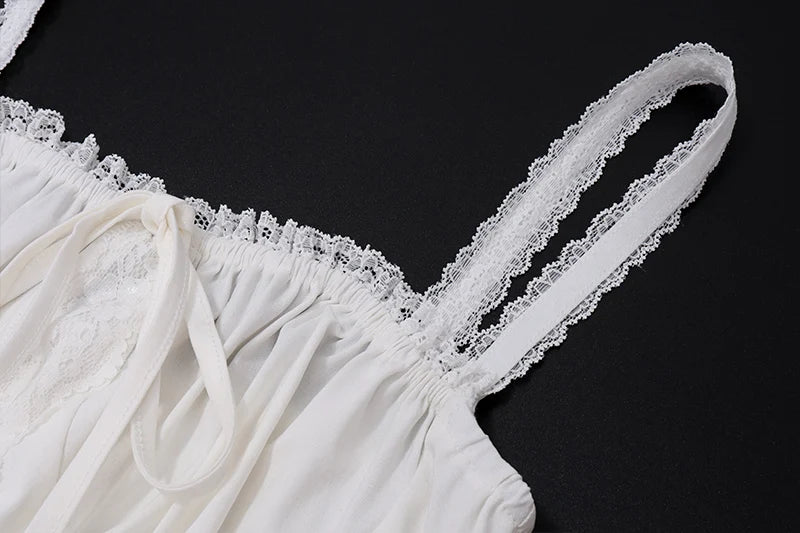 WhereMery Elegant Women Aesthetic  Pleated Mini Dress Y2K White Sleeveless Square-neck Lace-up Off Shoulder Spring Party Dresses