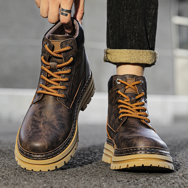 Ghete din piele YEISNDOOCN, căptușeală de pluș pentru iarnă - diverse mărimi, toc plat, tijă până la gleznă