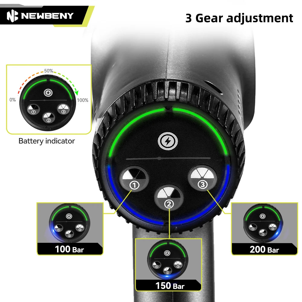 NEWBENY 200Bar Brushless Hochdruck-Wasserpistole 3500W Akku-Elektrosprühgerät Gartentool Für Makita 18V Batterie