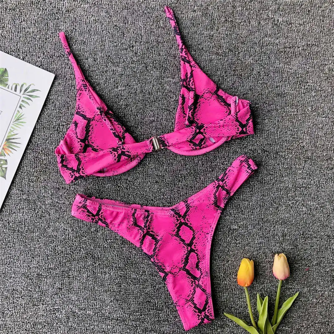 V-bar Bügel Bikini S-XL Damen Schwimmanzug Underwire-Technologie Low Waist Zweiteilig V-Form Bügel Polyester Spandex