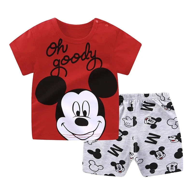 Cartoon Printed boys Clothing Cotton Short sleeve  2 Piece Suits Toddler Casual Tracksuits T-shirt+Shorts