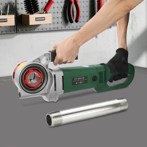 Elektrisches Rohrgewindeschneidgerät, tragbare Gewindeschneidmaschine mit 6 Schneidköpfen, für 1/2" bis 2" verzinkte Eisen- und Kunststoffrohre, dunkelgrün