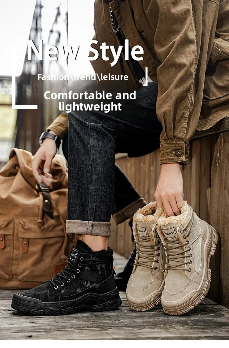 Ghete de iarnă călduroase cu căptușeală din velur Choice B2-M2299 - Mărimea EU 39-44, Toc 1-3 cm, Antiderapante