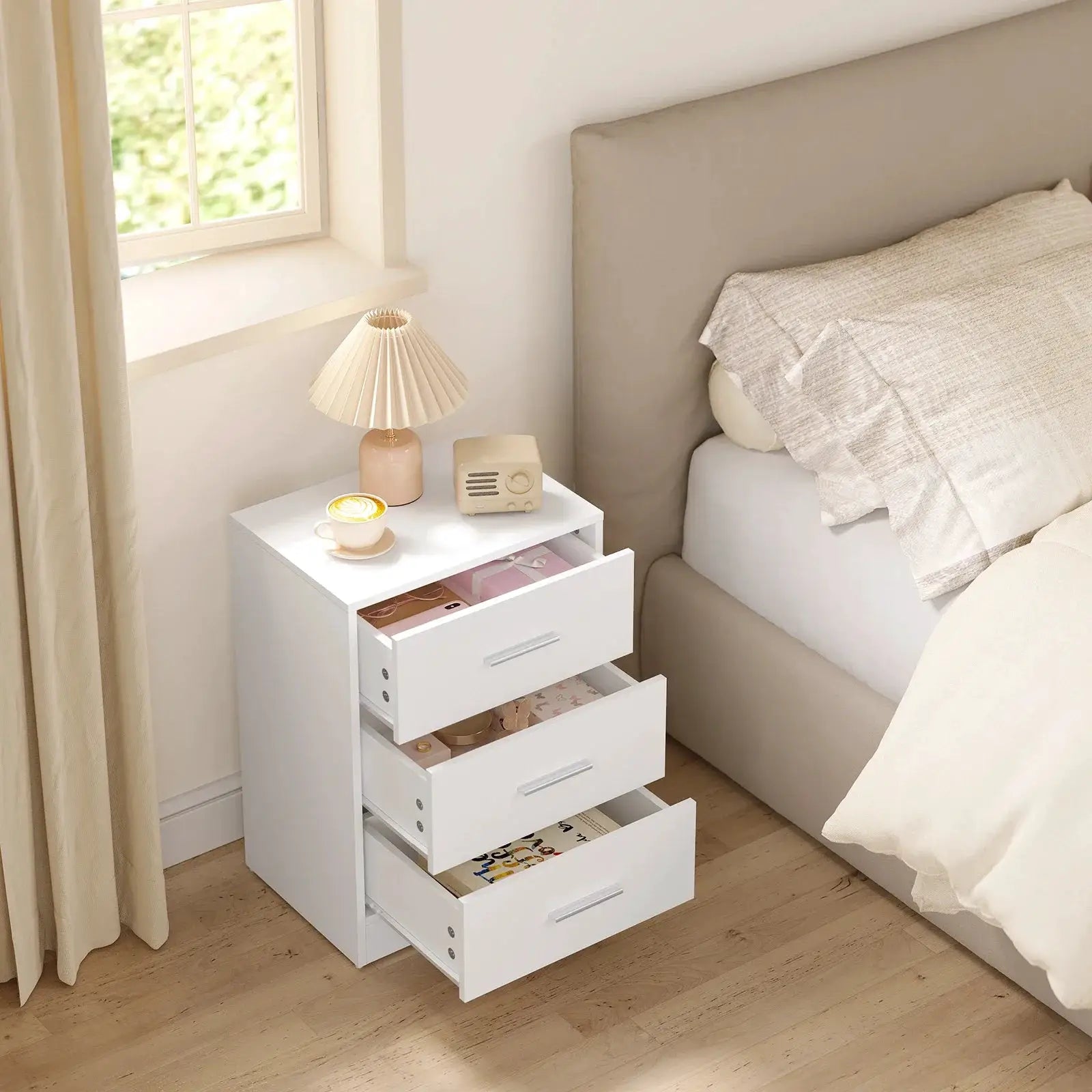 WOLTU 2 Teile/satz Nachttisch Nachttisch 39x54x28cm Beistelltisch mit 3 Schubladen Moderner Aufbewahrungsschrank für Schlafzimmer Wohnzimmer by Golden Bridge Store