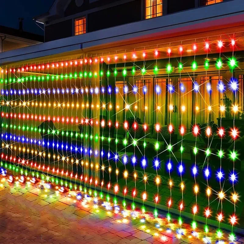 600/300/200/100LED Solar Curtain Lights Outdoor Fairy Lights LED Lights Christmas Wedding Decorations String Lights Garden Decor