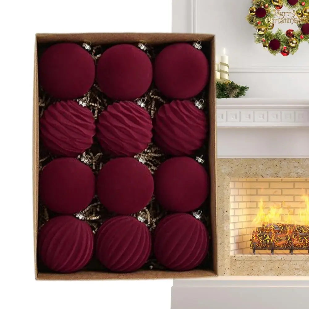 Choice Flockierte Christbaumkugeln - Inhalt 12 Stück, Größe Klein