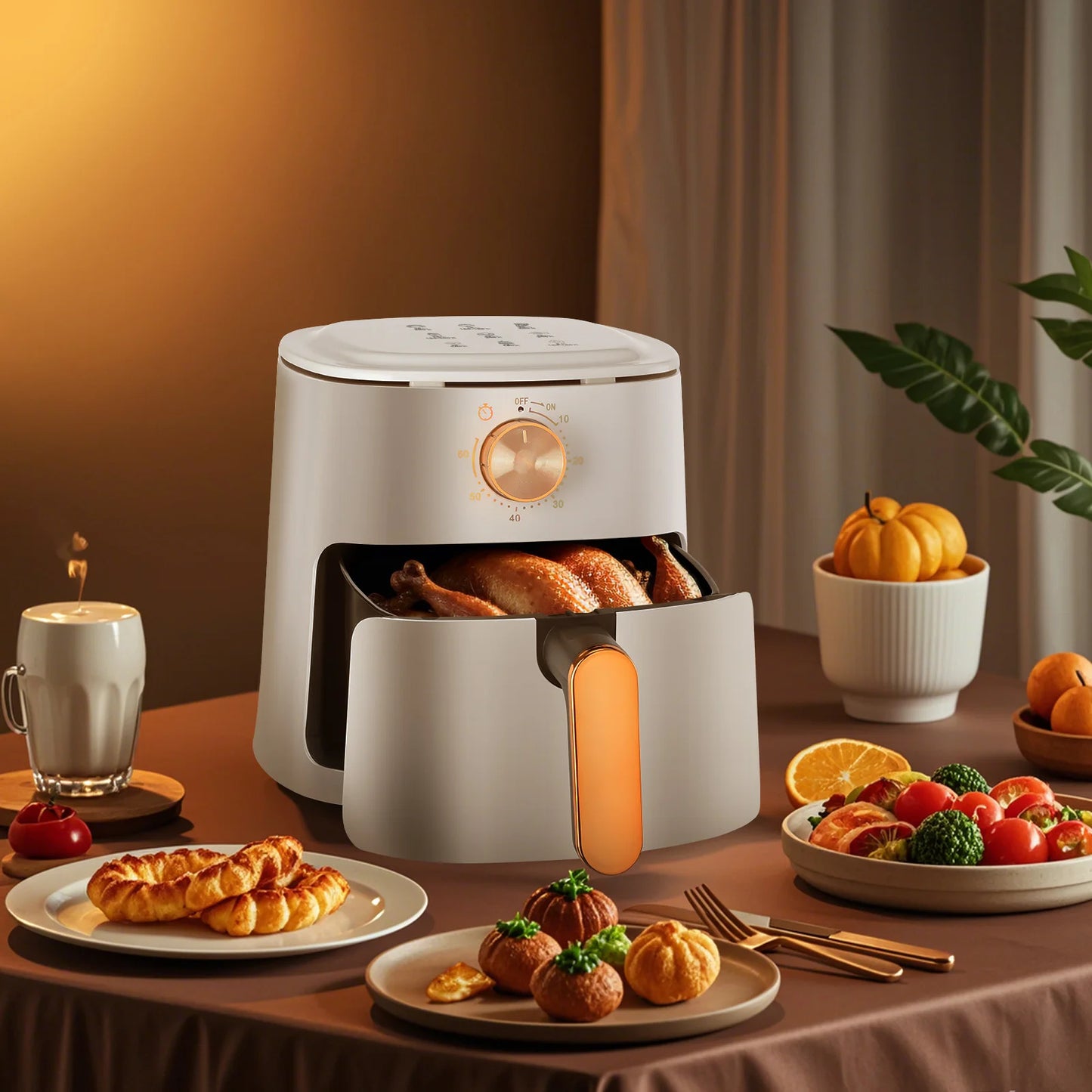 Manual Air Fryer Oven with Rapid Air Circulation and 60 Min Timer, 4.5 Litre, White