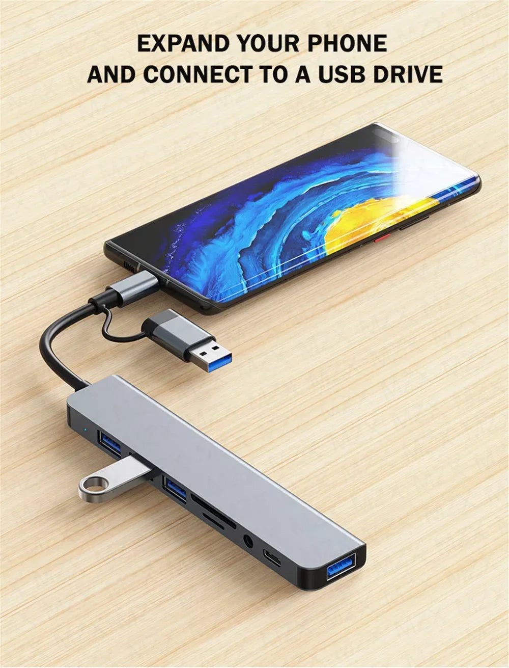 FEIWIMI USB C Hub Docking - 8 Ports 5Gbps USB 3.0 OTG