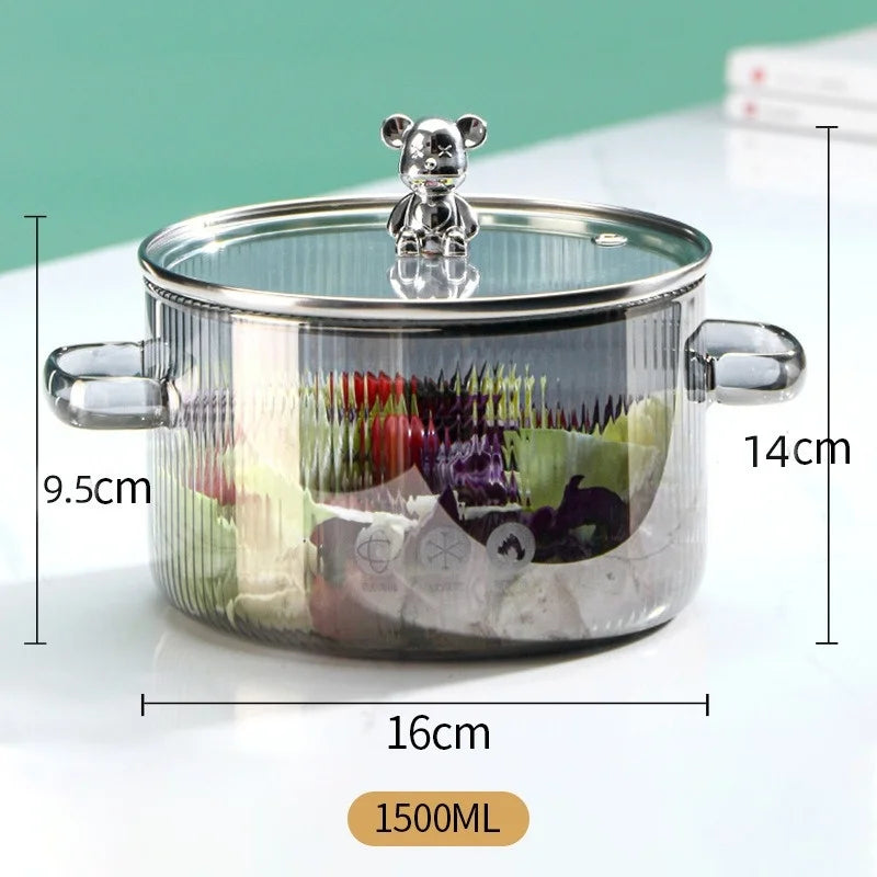 J1308 Glasnudel Schüssel Mit Deckel - 500ml Borosilikat 18cm