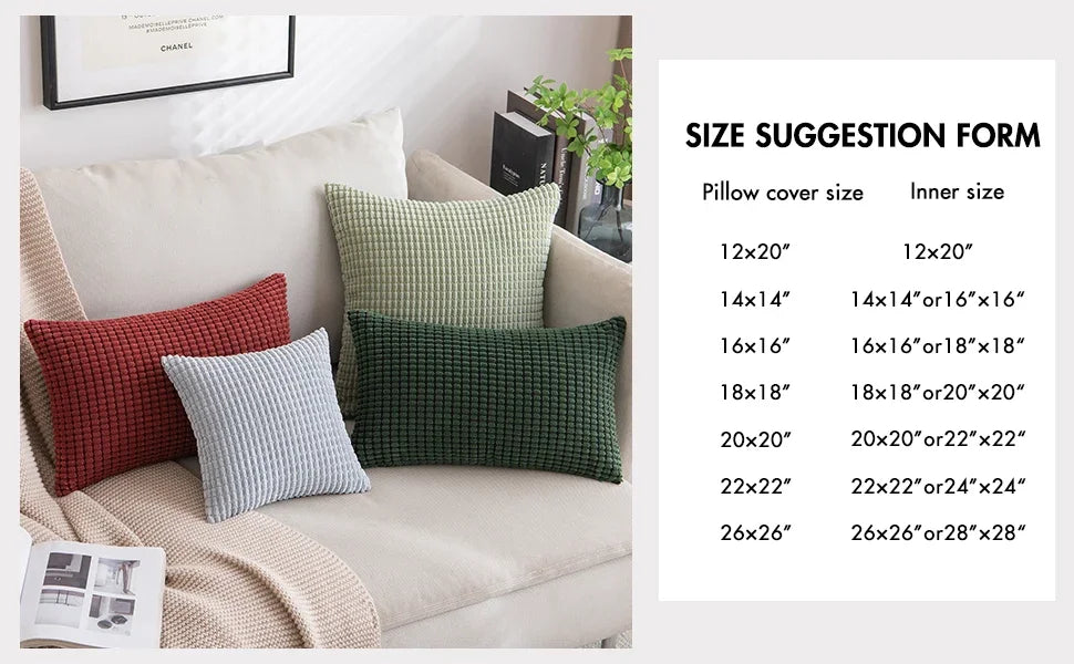 Christmas Red Throw Pillow Covers Decorative Christmas Pillow Covers Soft Corduroy Lumbar Pillow Covers, Cushion Case Home Decor