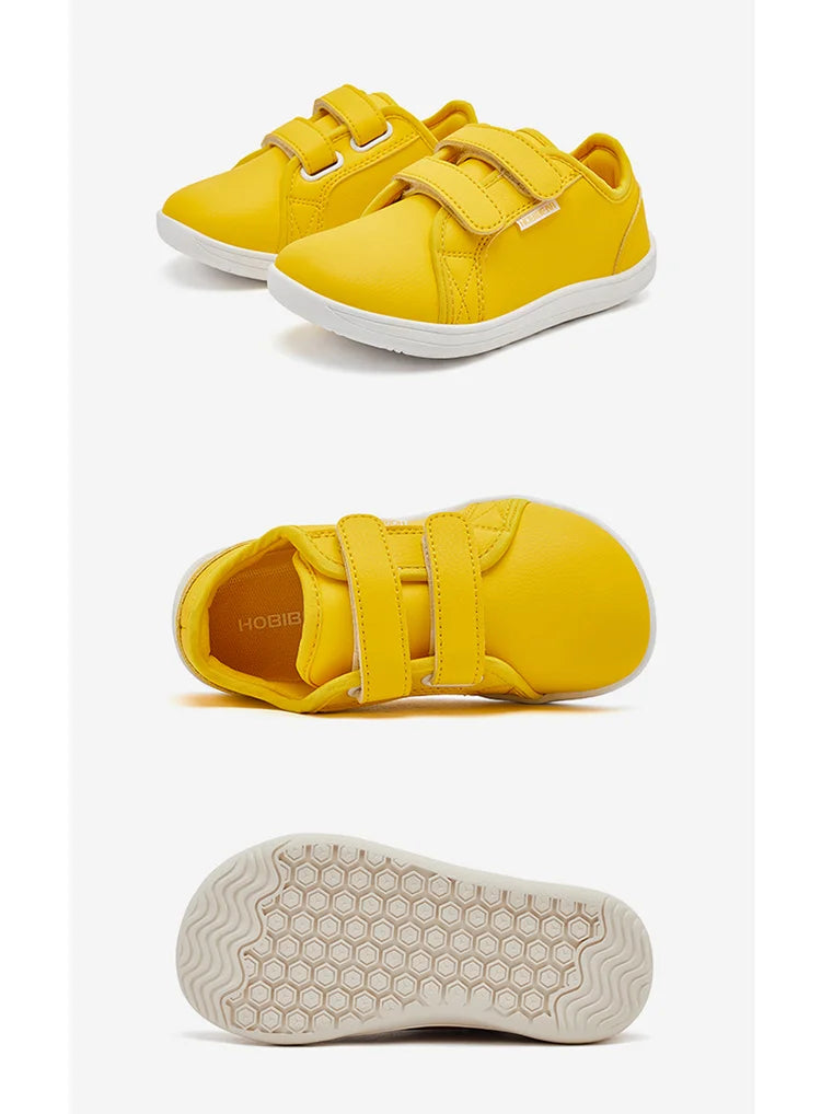 HOBIBEAR Kinder Barfuß Schuhe 2025 - Klein/Groß/Kind Weite Zehen Minimalistische Sneaker - Leichtgewicht Klettverschluss Kunstleder Schuhe
