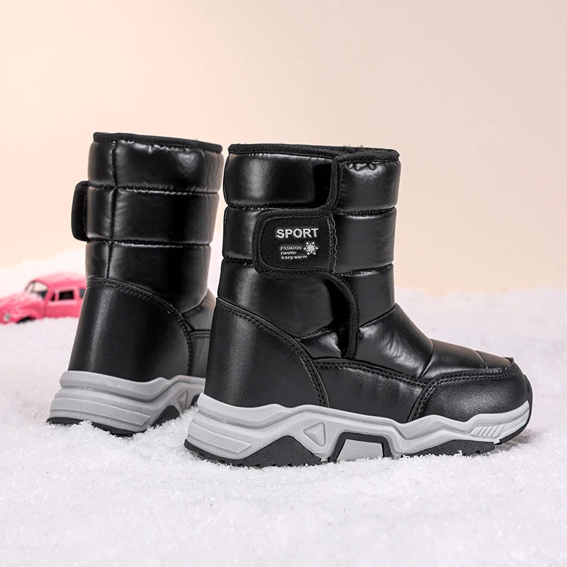 Neue Kinder Schnee Stiefel Winter High-top Warme Baumwolle Schuhe für Kinder Jungen Mädchen Warme Plüsch Futter Stiefeletten anti-skid Wasserdicht