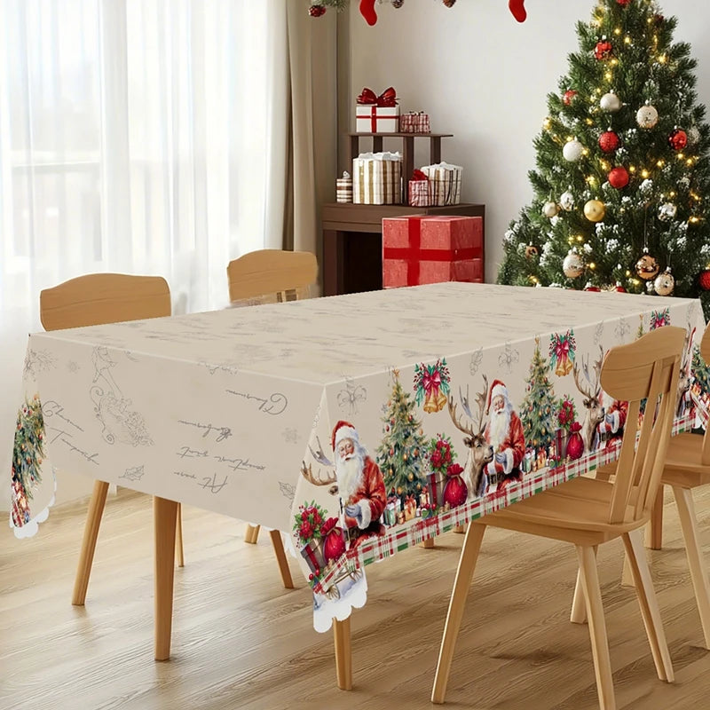 FENGRISE Weihnachtstischdecke Santa Motiv - Größe 140x180 cm Polyester